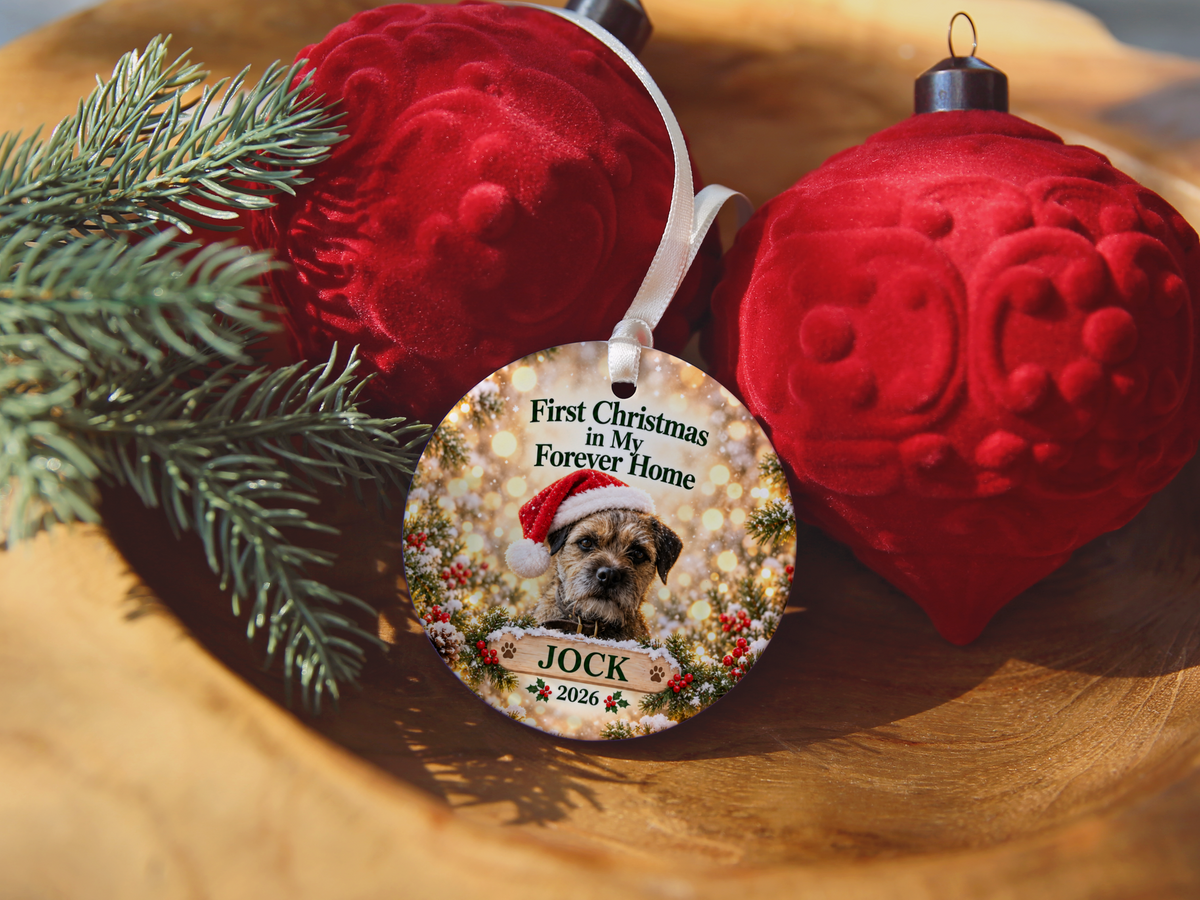 First Christmas in My Forever Home – Personalized Pet Adoption Ornament