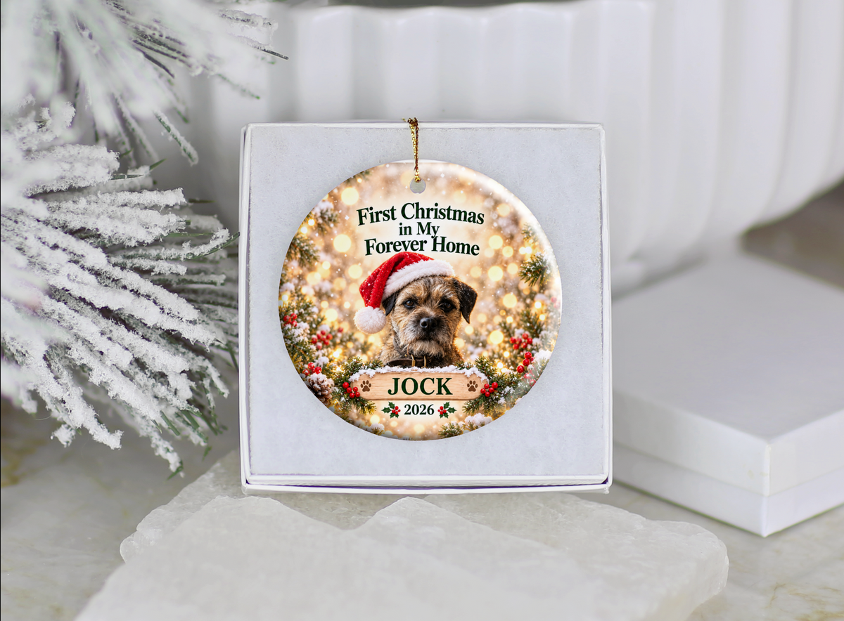 First Christmas in My Forever Home – Personalized Pet Adoption Ornament