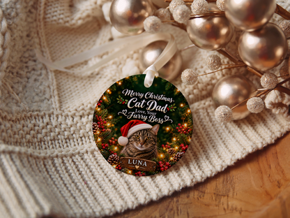 Personalized Cat Dad Christmas Ornament – Love, Your Furry Boss