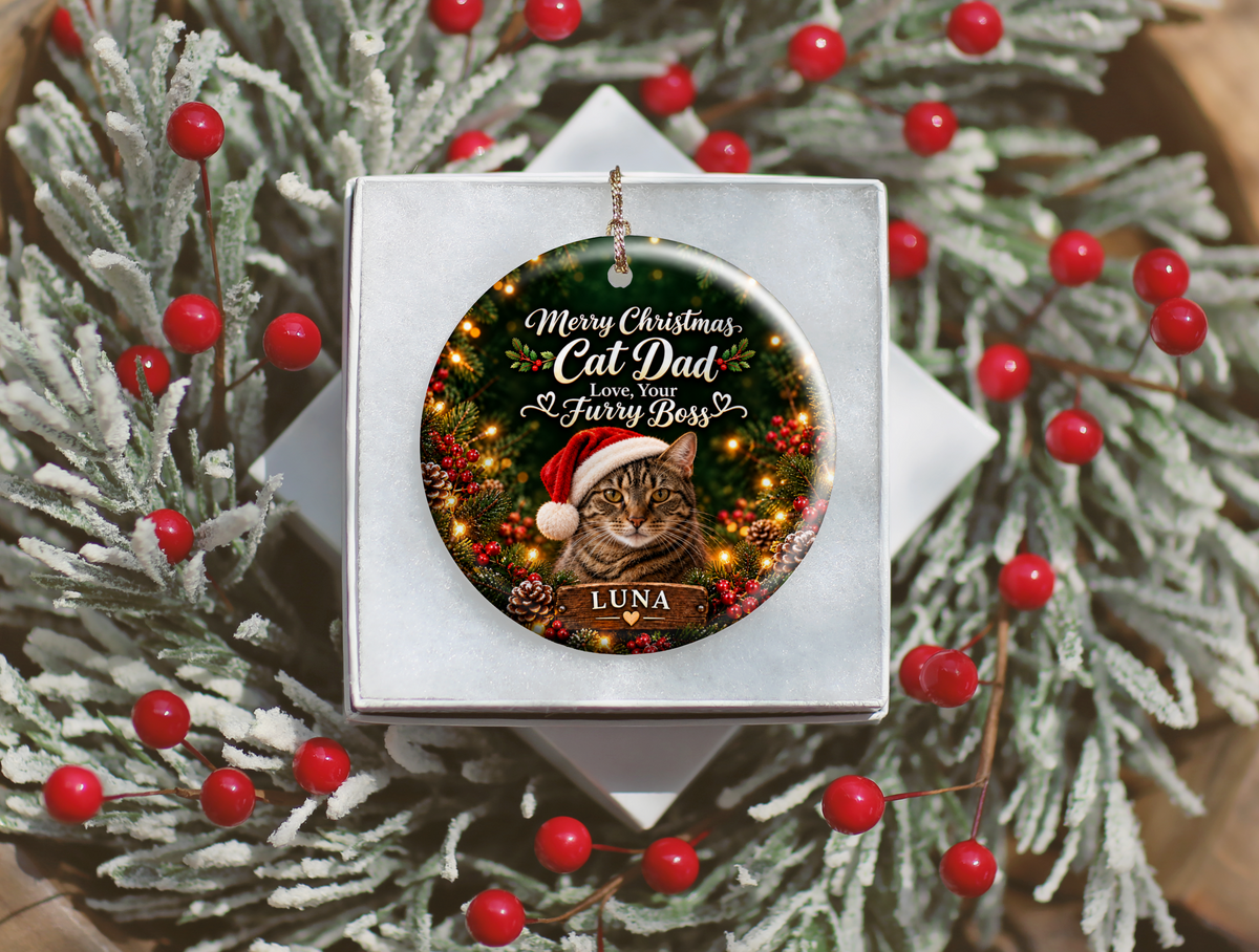 Personalized Cat Dad Christmas Ornament – Love, Your Furry Boss