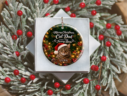 Personalized Cat Dad Christmas Ornament – Love, Your Furry Boss