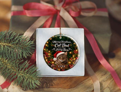 Personalized Cat Dad Christmas Ornament – Love, Your Furry Boss