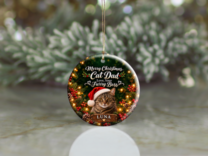 Personalized Cat Dad Christmas Ornament – Love, Your Furry Boss