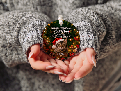 Personalized Cat Dad Christmas Ornament – Love, Your Furry Boss