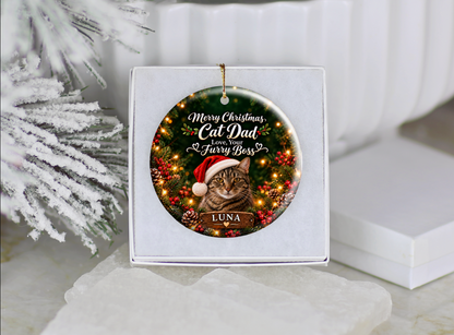 Personalized Cat Dad Christmas Ornament – Love, Your Furry Boss