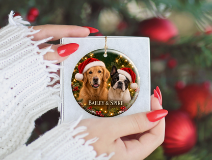 Personalized Two Dog Christmas Ornament – Custom Photo Portrait