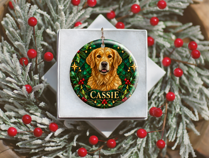 Personalized Stained-Glass Effect Dog Christmas Ornament
