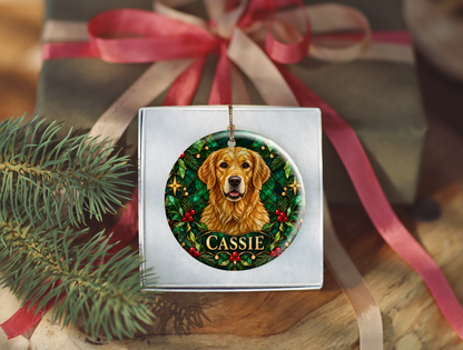 Personalized Stained-Glass Effect Dog Christmas Ornament