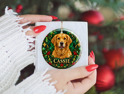 Personalized Stained-Glass Effect Dog Christmas Ornament