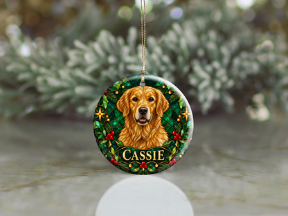 Personalized Stained-Glass Effect Dog Christmas Ornament