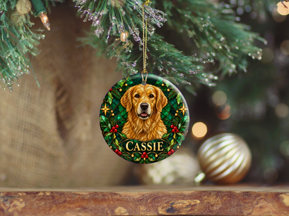 Personalized Stained-Glass Effect Dog Christmas Ornament