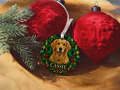 Personalized Stained-Glass Effect Dog Christmas Ornament