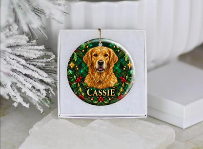 Personalized Stained-Glass Effect Dog Christmas Ornament