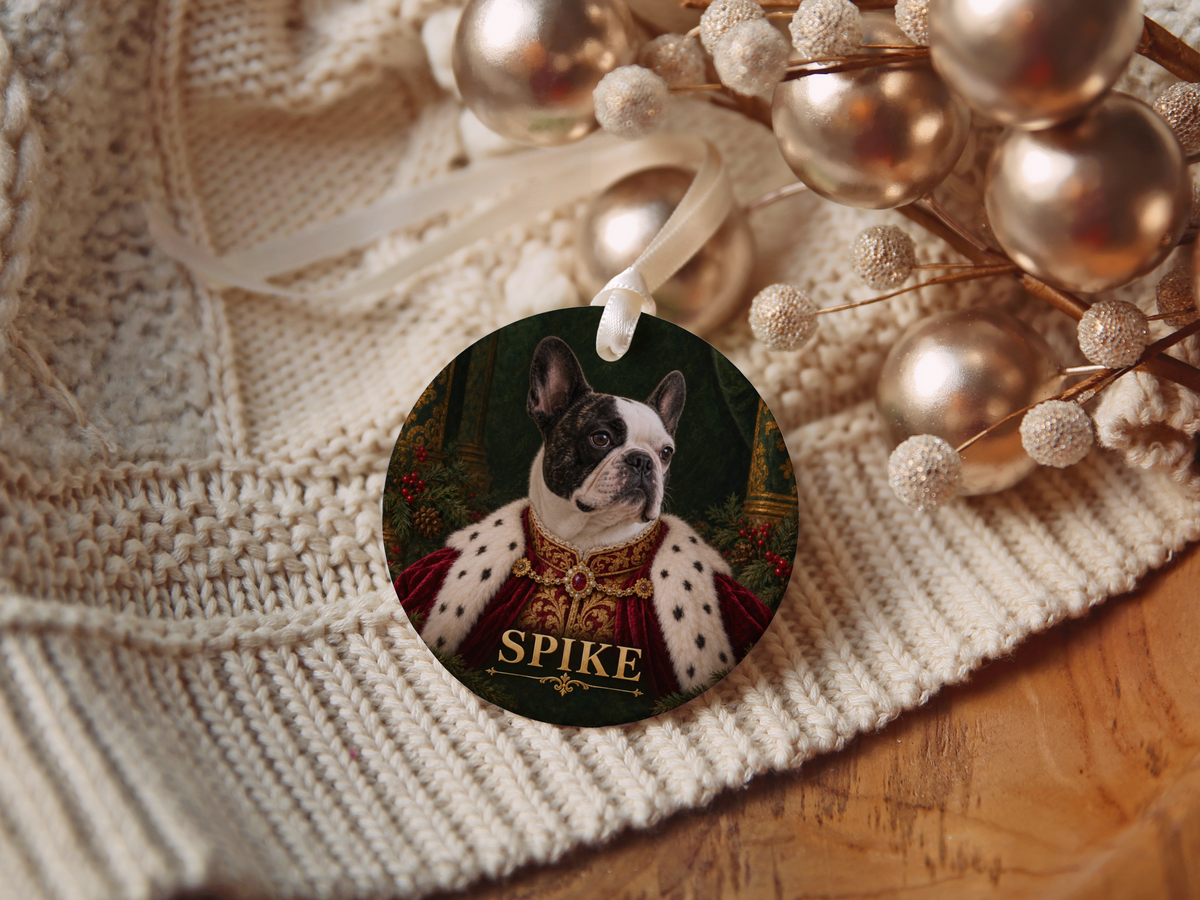 Personalized Royal Dog Portrait Christmas Ornament