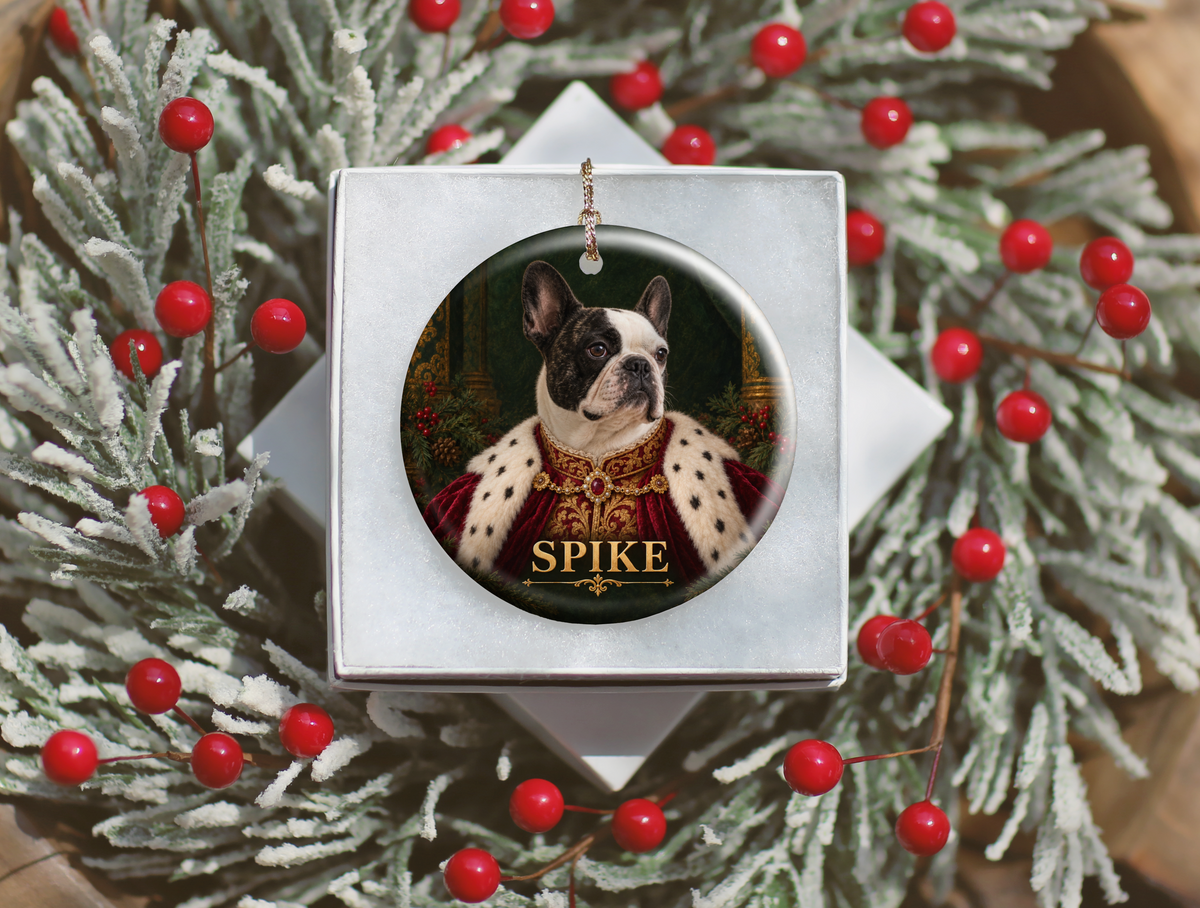 Personalized Royal Dog Portrait Christmas Ornament