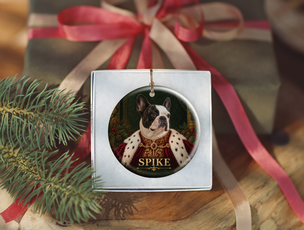 Personalized Royal Dog Portrait Christmas Ornament