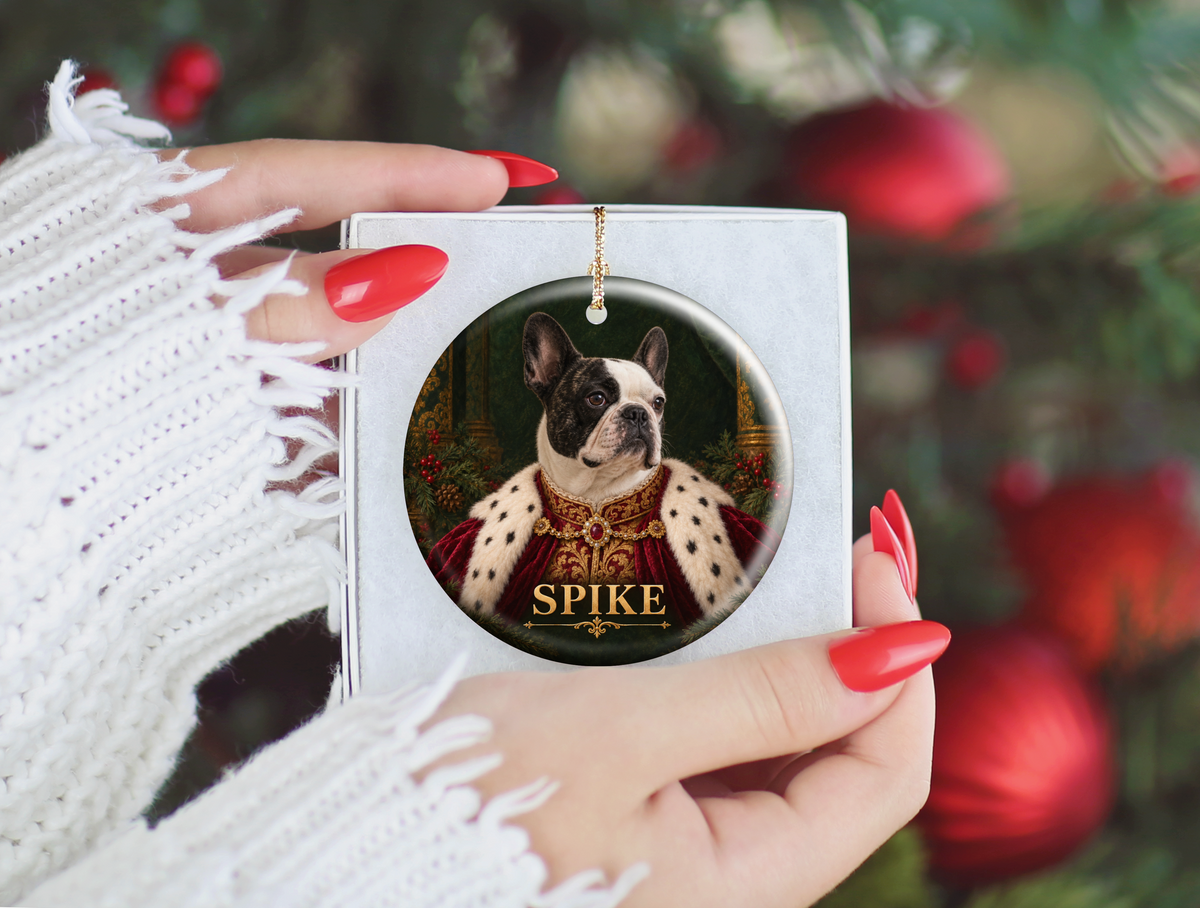 Personalized Royal Dog Portrait Christmas Ornament