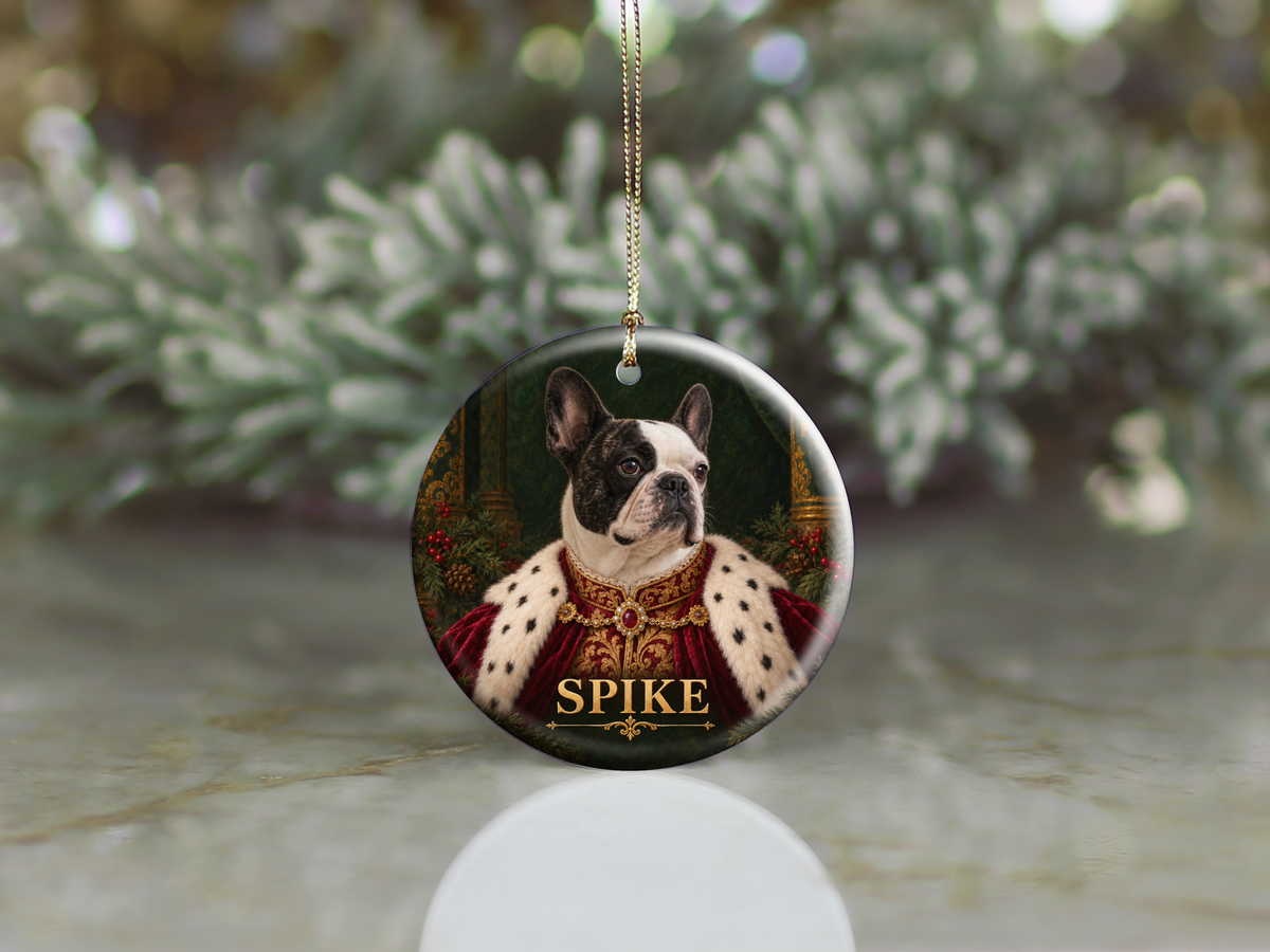Personalized Royal Dog Portrait Christmas Ornament