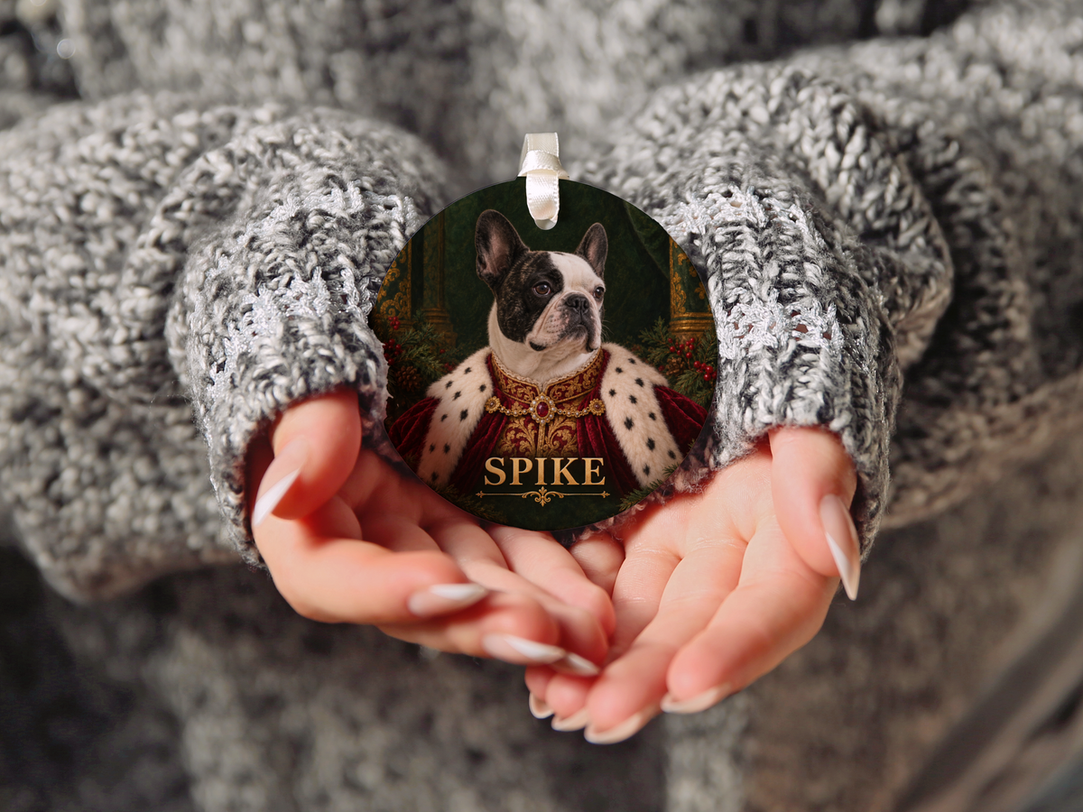 Personalized Royal Dog Portrait Christmas Ornament