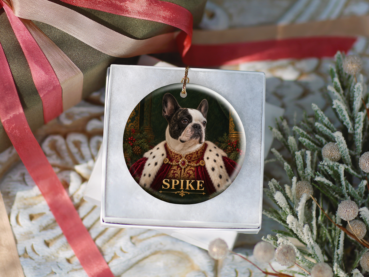 Personalized Royal Dog Portrait Christmas Ornament