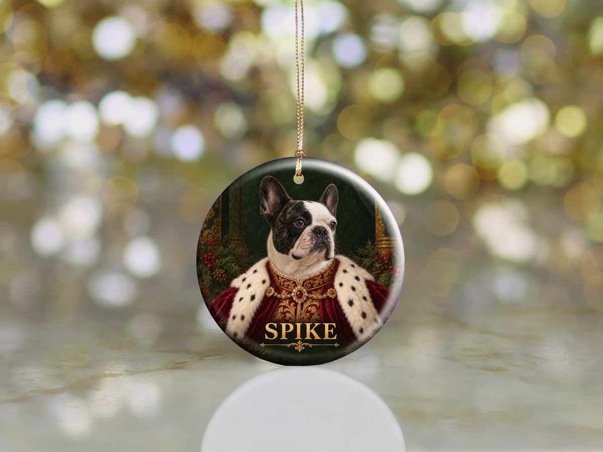 Personalized Royal Dog Portrait Christmas Ornament