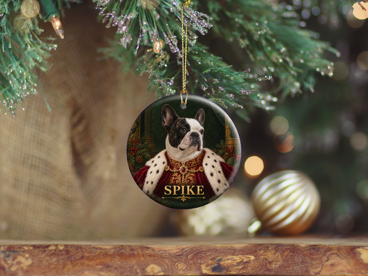 Personalized Royal Dog Portrait Christmas Ornament
