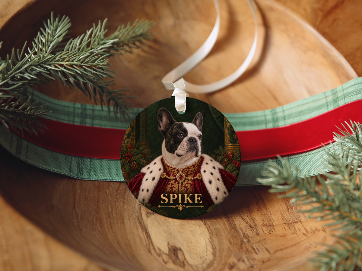 Personalized Royal Dog Portrait Christmas Ornament