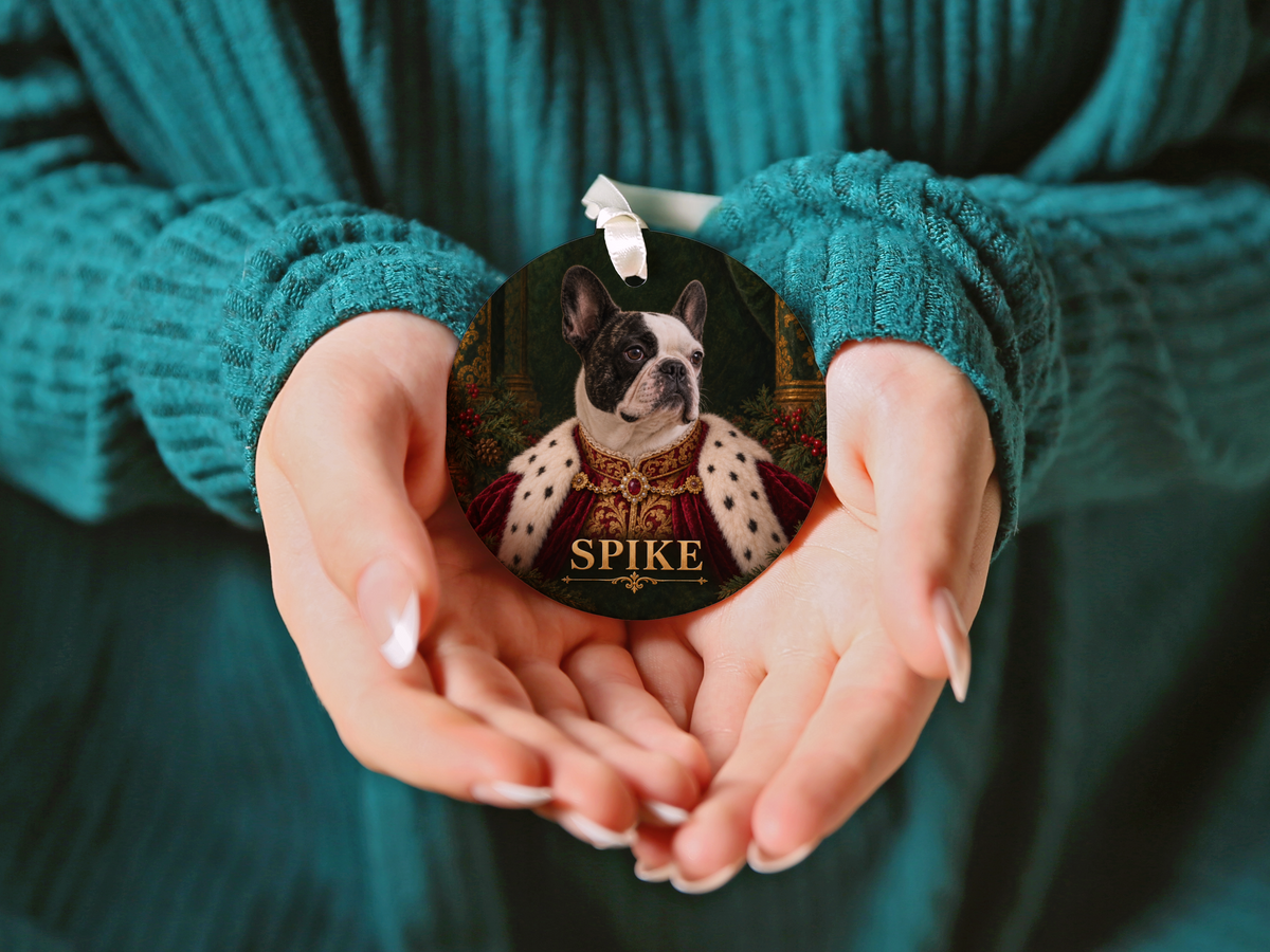Personalized Royal Dog Portrait Christmas Ornament