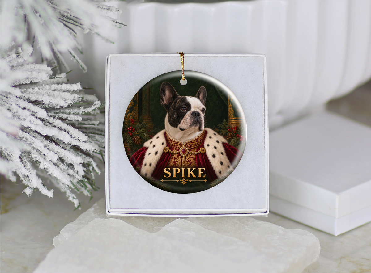 Personalized Royal Dog Portrait Christmas Ornament