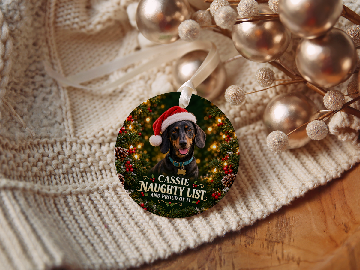 Personalized Naughty List Dog Christmas Ornament – And Proud of It