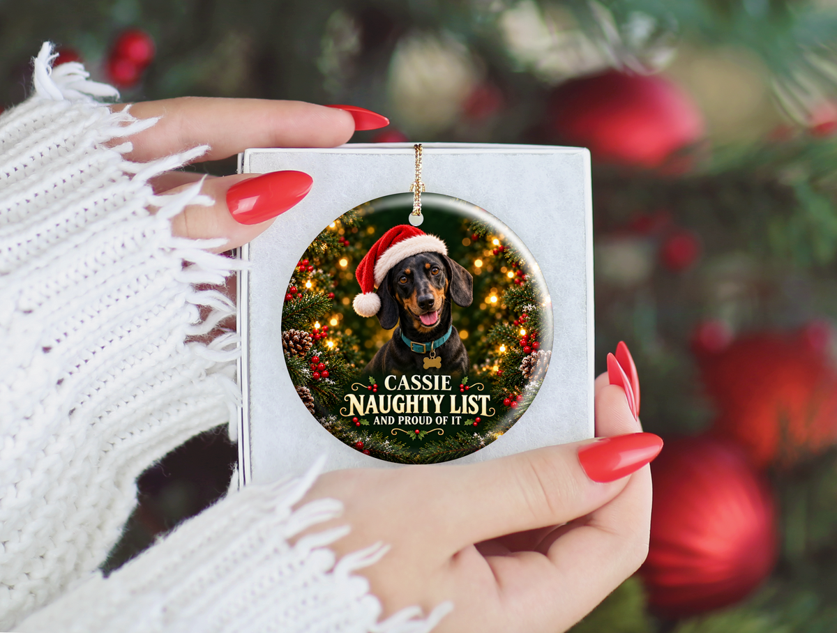 Personalized Naughty List Dog Christmas Ornament – And Proud of It