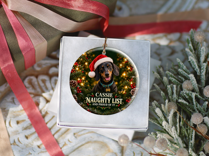 Personalized Naughty List Dog Christmas Ornament – And Proud of It