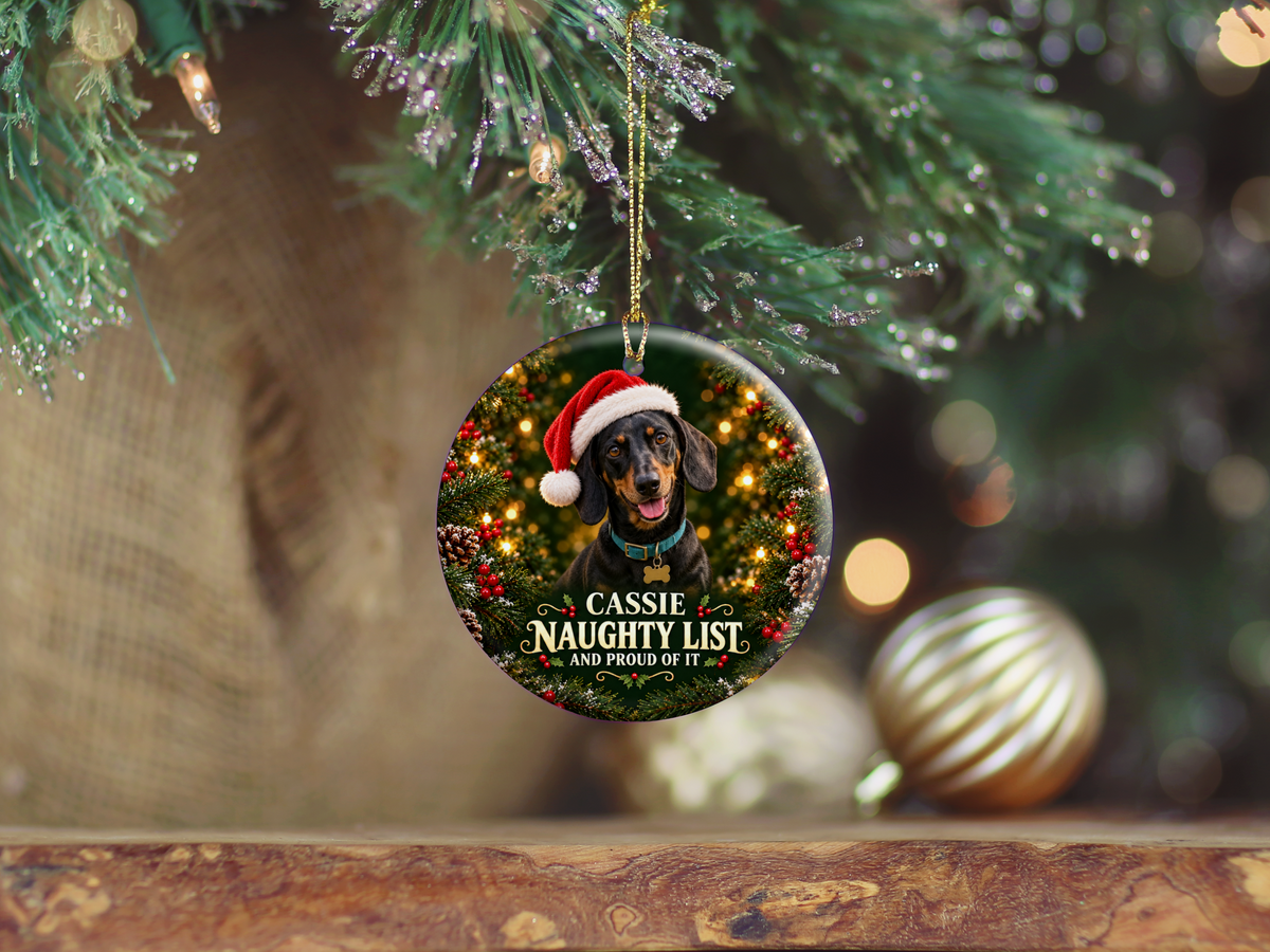 Personalized Naughty List Dog Christmas Ornament – And Proud of It