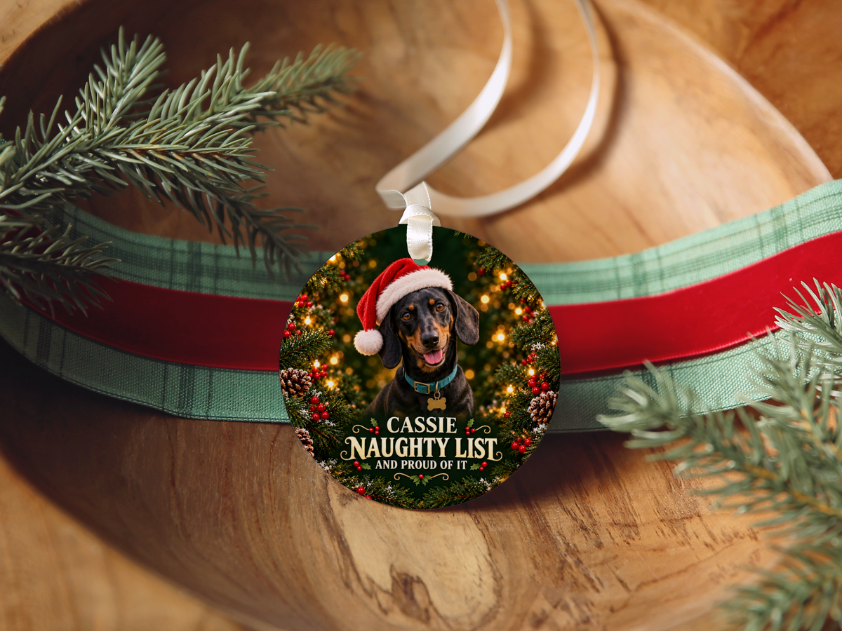 Personalized Naughty List Dog Christmas Ornament – And Proud of It