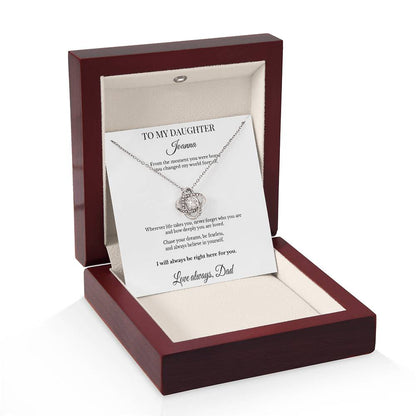 To My Daughter Personalized Love Knot Necklace – You Changed My World Forever | From Dad