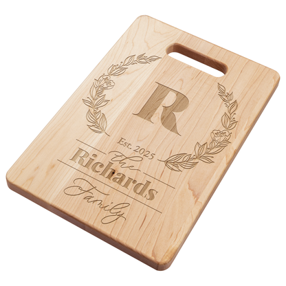 Personalized Maple Cutting Board – Custom Family Name & Monogram | Handcrafted in the USA | Weddings, Anniversaries, Housewarming Gift