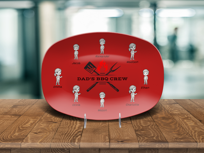 "Dad's BBQ Crew" Personalized Platter – Red Hot & Ready to Serve