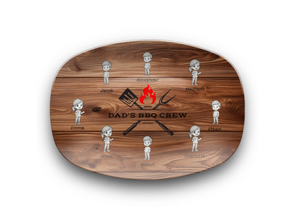 Personalized "Dad's BBQ Crew" Unbreakable Serving Platter – Add Up to 8 Kids' Names