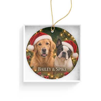Personalized Two Dog Christmas Ornament – Custom Photo Portrait