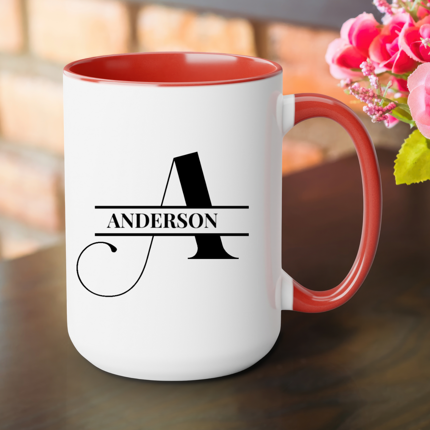 Personalized Monogram Mug – Custom Family Name with Elegant Initial
