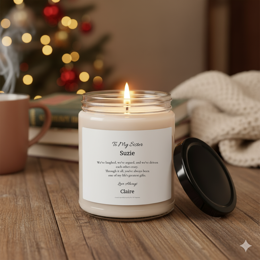 To My Sister – Through It All Personalised Scented Soy Candle | Custom Name Sister Gift