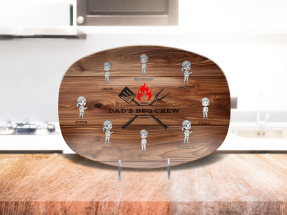Personalized "Dad's BBQ Crew" Unbreakable Serving Platter – Add Up to 8 Kids' Names