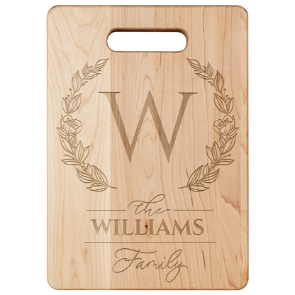 Personalized Family Name & Monogram Cutting Board – Solid Maple | Custom Gift | Made in the USA