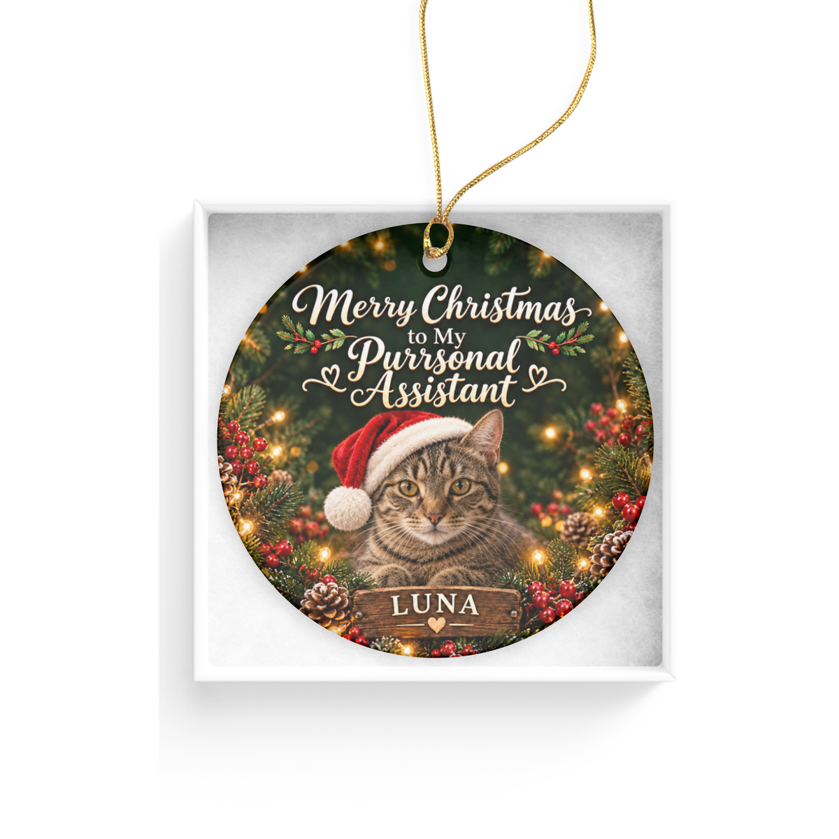 Personalized Cat Christmas Ornament – My Purrsonal Assistant