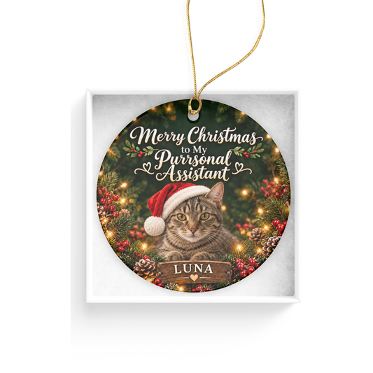 Personalized Cat Christmas Ornament – My Purrsonal Assistant