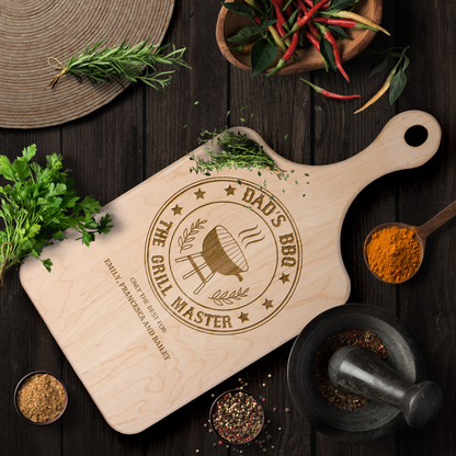 🔥 Personalized Hardwood Paddle Cutting Board — Grill Master Edition 🔥