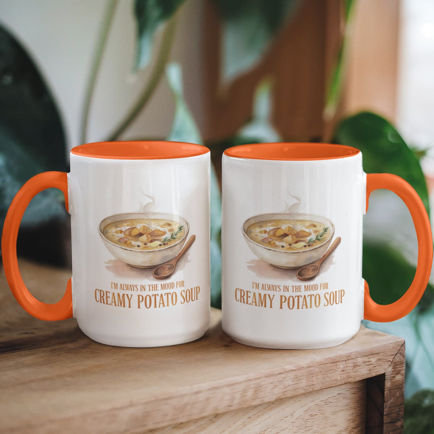 I'm Always in the Mood for Creamy Potato Soup Color Accent Ceramic Mug | Autumn Coffee Mug
