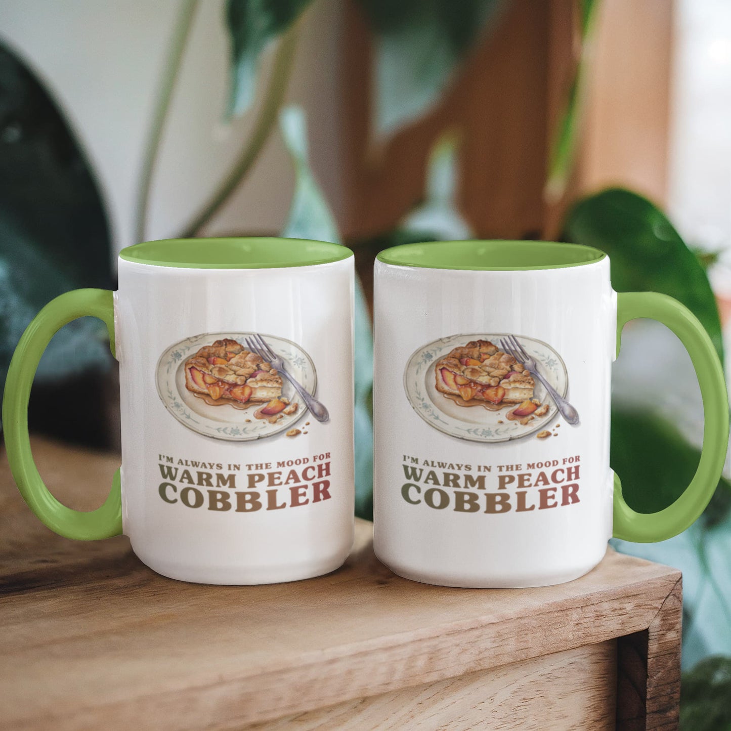 I'm Always in the Mood for Warm Peach Cobbler Color Accent Ceramic Mug | Autumn Coffee Mug