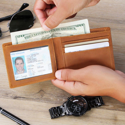 👜 Personalized Full Grain Leather Wallet – Add His Name for a Timeless Gift 👜