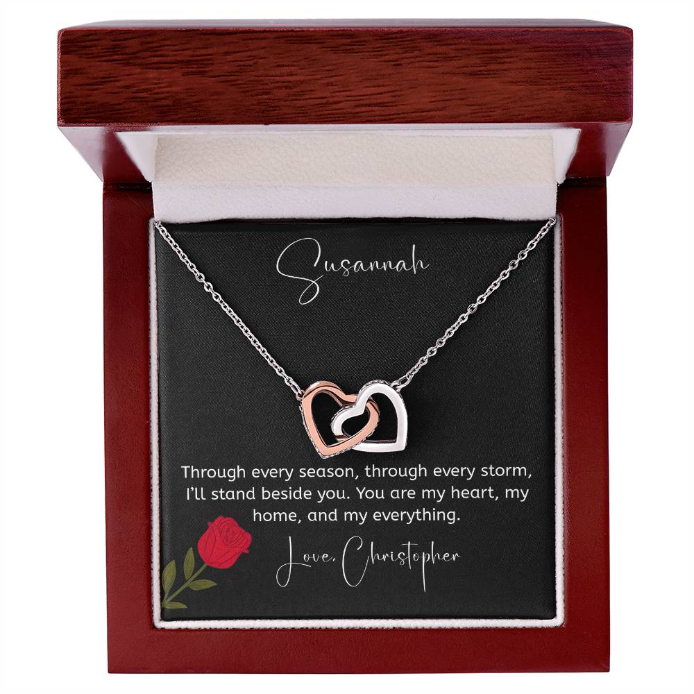 To My Wife – Personalized Interlocking Hearts Necklace | My Heart, My Home, My Everything